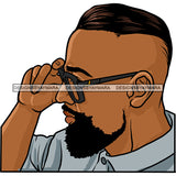 Afro Man Profile Handsome Confident Glasses Bearded Mohawk Hairstyle SVG JPG PNG Vector Clipart Cricut Silhouette Cut Cutting