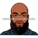 Afro Man Portrait Photo Good Looking Bearded Bald Hairstyle Illustration SVG JPG PNG Vector Clipart Cricut Silhouette Cut Cutting