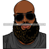 Afro Man Portrait Good Looking Sunglasses Bearded Bald Hairstyle Illustration SVG JPG PNG Vector Clipart Cricut Silhouette Cut Cutting