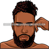 Afro Young Man Portrait Attractive Confident Bearded Short Curly Hairstyle SVG JPG PNG Vector Clipart Cricut Silhouette Cut Cutting