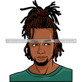 Afro Young Man Portrait Picture Handsome Goatee Beard Dreadlocks Hairstyle SVG JPG PNG Vector Clipart Cricut Silhouette Cut Cutting