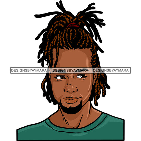 Afro Young Man Portrait Picture Handsome Goatee Beard Dreadlocks Hairstyle SVG JPG PNG Vector Clipart Cricut Silhouette Cut Cutting