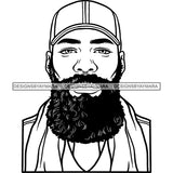 Afro Man Portrait Picture Handsome Bearded Wearing Beanie Fashion Style B/W SVG JPG PNG Vector Clipart Cricut Silhouette Cut Cutting