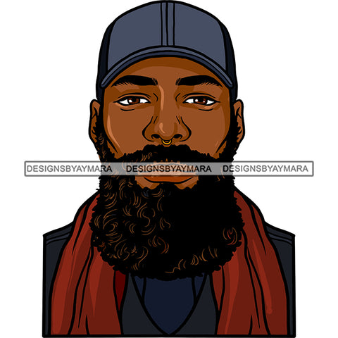 Afro Man Portrait Picture Handsome Bearded Wearing Beanie Fashion Style SVG JPG PNG Vector Clipart Cricut Silhouette Cut Cutting