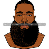 Afro Man Portrait Picture Handsome Bearded Short Trendy Haircut SVG JPG PNG Vector Clipart Cricut Silhouette Cut Cutting