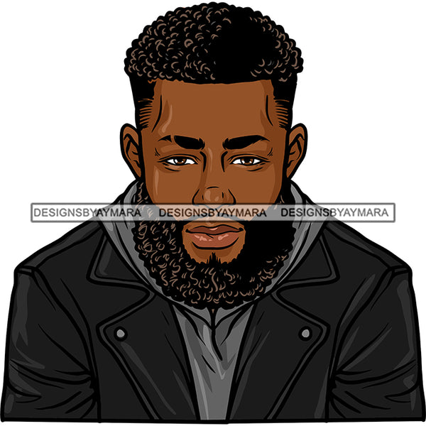 Afro Man Portrait Picture Charismatic Bearded Trendy Hairstyle Illustration SVG JPG PNG Vector Clipart Cricut Silhouette Cut Cutting