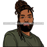 Afro Man Picture Good Looking Beard Updo Dreadlocks Hairstyle SVG JPG PNG Vector Clipart Cricut Silhouette Cut Cutting