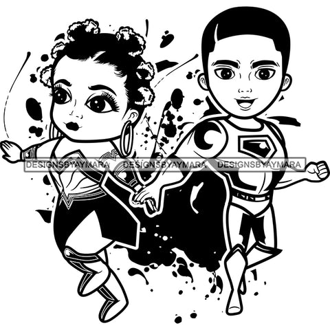 Copy of Super Hero Boy and Girl Brother and Sister Red Splash Power Kids Children SVG JPG PNG Vector Clipart Cricut Silhouette Cut Cutting