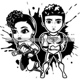 Copy of Super Hero Boy and Girl Brother and Sister Red Splash Power Kids Children SVG JPG PNG Vector Clipart Cricut Silhouette Cut Cutting