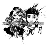 Super Hero Boy and Girl Brother and Sister Red Splash Power Kids Children SVG  JPG PNG Vector Clipart Cricut Silhouette Cut Cutting