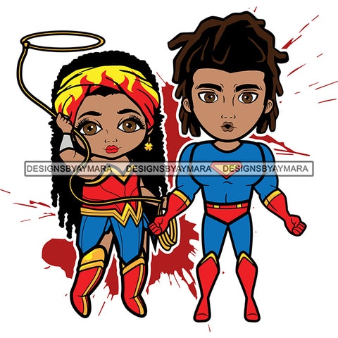Copy of Super Hero Boy and Girl Brother and Sister Red Splash Power Kids Children SVG JPG PNG Vector Clipart Cricut Silhouette Cut Cutting