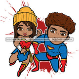 Copy of Super Hero Boy and Girl Brother and Sister Red Splash Power Kids Children SVG JPG PNG Vector Clipart Cricut Silhouette Cut Cutting