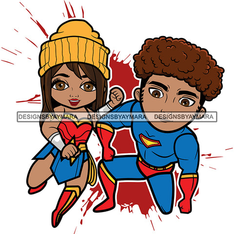 Copy of Super Hero Boy and Girl Brother and Sister Red Splash Power Kids Children SVG JPG PNG Vector Clipart Cricut Silhouette Cut Cutting