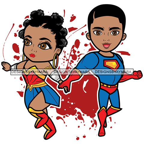 Copy of Super Hero Boy and Girl Brother and Sister Red Splash Power Kids Children SVG JPG PNG Vector Clipart Cricut Silhouette Cut Cutting