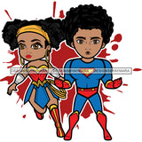 Copy of Super Hero Boy and Girl Brother and Sister Red Splash Power Kids Children SVG JPG PNG Vector Clipart Cricut Silhouette Cut Cutting