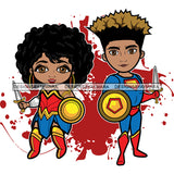 Copy of Super Hero Boy and Girl Brother and Sister Red Splash Power Kids Children SVG JPG PNG Vector Clipart Cricut Silhouette Cut Cutting