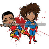 Copy of Super Hero Boy and Girl Brother and Sister Red Splash Power Kids Children SVG JPG PNG Vector Clipart Cricut Silhouette Cut Cutting