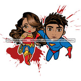 Copy of Super Hero Boy and Girl Brother and Sister Red Splash Power Kids Children SVG JPG PNG Vector Clipart Cricut Silhouette Cut Cutting