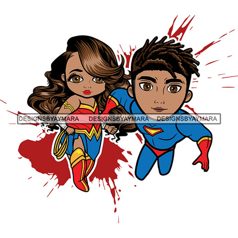 Copy of Super Hero Boy and Girl Brother and Sister Red Splash Power Kids Children SVG JPG PNG Vector Clipart Cricut Silhouette Cut Cutting