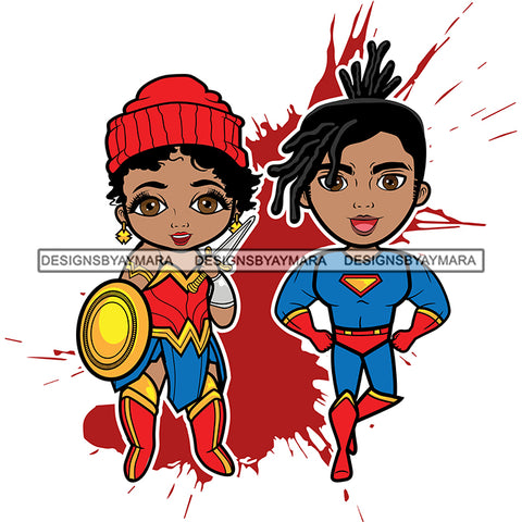 Copy of Super Hero Boy and Girl Brother and Sister Red Splash Power Kids Children SVG JPG PNG Vector Clipart Cricut Silhouette Cut Cutting