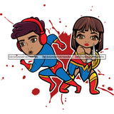 Copy of Super Hero Boy and Girl Brother and Sister Red Splash Power Kids Children SVG JPG PNG Vector Clipart Cricut Silhouette Cut Cutting