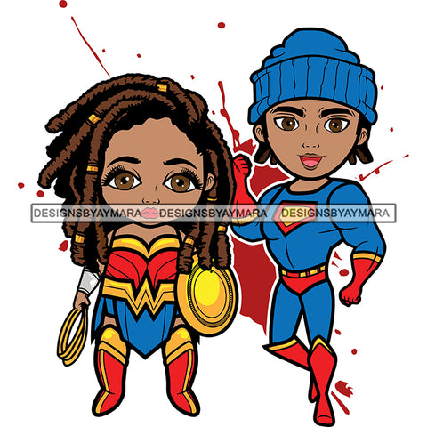 Copy of Super Hero Boy and Girl Brother and Sister Red Splash Power Kids Children SVG JPG PNG Vector Clipart Cricut Silhouette Cut Cutting