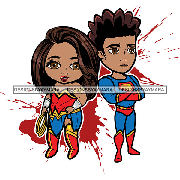 Copy of Super Hero Boy and Girl Brother and Sister Red Splash Power Kids Children SVG JPG PNG Vector Clipart Cricut Silhouette Cut Cutting