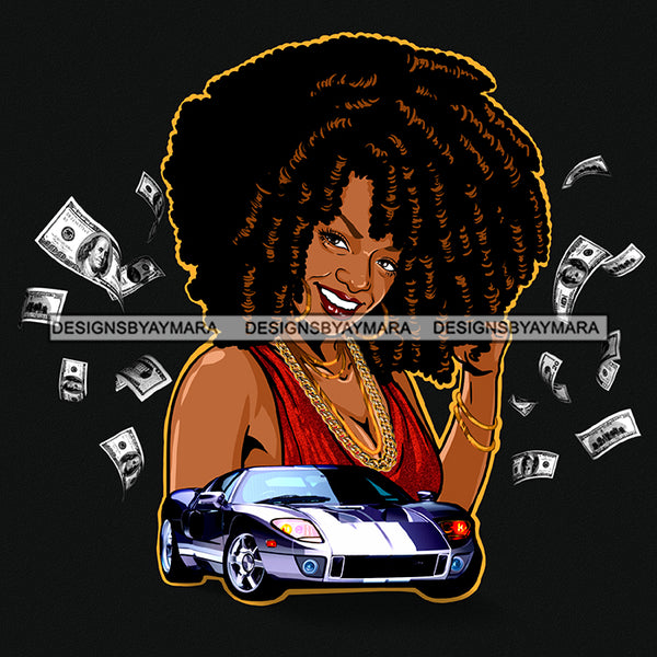 Boss Lady Money Maker Hip Hop Cover Hustler Woman Nubian Queen Melanin PNG JPG Clipart