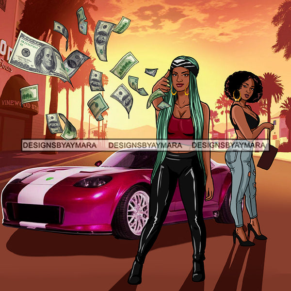 Boss Lady Money Maker Hip Hop Cover Hustler Woman Nubian Queen Melanin PNG JPG Clipart