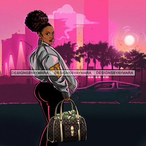 Boss Lady Money Maker Hip Hop Cover Hustler Woman Nubian Queen Melanin PNG JPG Clipart