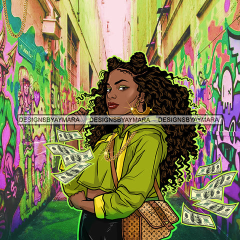 Boss Lady Money Maker Hip Hop Cover Hustler Woman Nubian Queen Melanin PNG JPG Clipart