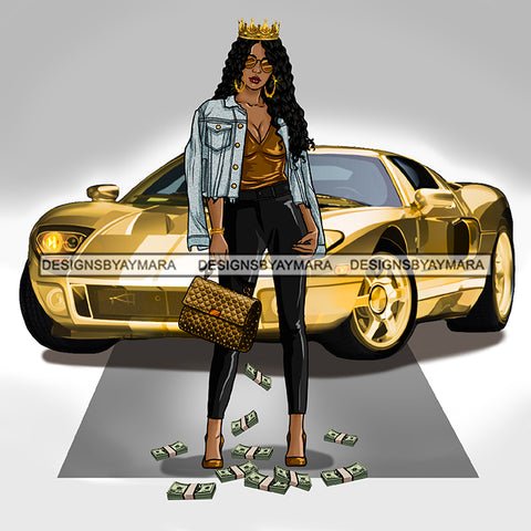 Boss Lady Money Maker Hip Hop Cover Hustler Woman Nubian Queen Melanin PNG JPG Clipart