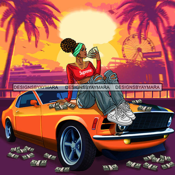 Boss Lady Money Maker Hip Hop Cover Hustler Woman Nubian Queen Melanin PNG JPG Clipart