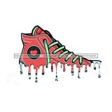 Dripping Pink Sneaker Green Shoestrings JPG PNG  Clipart Cricut Silhouette Cut Cutting