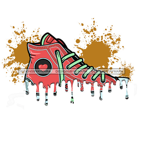 Dripping Pink Sneaker Green Shoestrings Splash Of Gold JPG PNG  Clipart Cricut Silhouette Cut Cutting