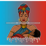 Dripping Black Mother And Child Mother And Son Blue And Red Background JPG PNG  Clipart Cricut Silhouette Cut Cutting
