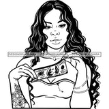 Gangsta Gangster Woman Money Stack Badass Hustler Hustling Savage Melanin Nubian Hipster Ghetto Street Girl SVG JPG PNG Vector Clipart Cricut Silhouette Cut Cutting