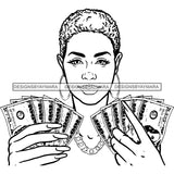 Gangsta Gangster Woman Money Stack Badass Hustler Hustling Savage Melanin Nubian Hipster Ghetto Street Girl SVG JPG PNG Vector Clipart Cricut Silhouette Cut Cutting