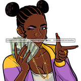 Gangsta Gangster Woman Money Stack Afro Puff Badass Hustler Hustling Savage Melanin Nubian Hipster Ghetto Street Girl SVG JPG PNG Vector Clipart Cricut Silhouette Cut Cutting