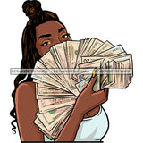 Gangsta Gangster Woman Money Stack Cash Badass Hustler Hustling Savage Melanin Nubian Hipster Ghetto Street Girl SVG JPG PNG Vector Clipart Cricut Silhouette Cut Cutting