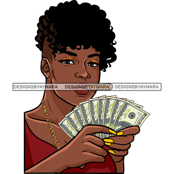 Gangsta Gangster Woman Money Stack Badass Hustler Hustling Savage Melanin Nubian Hipster Ghetto Street Girl SVG JPG PNG Vector Clipart Cricut Silhouette Cut Cutting