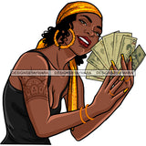 Sexy Gangster Diva Gangsta Woman Money Stack Headband Tattoo Bamboo Earrings Badass Hustler Hustling Savage Melanin Nubian Hipster Ghetto Street Girl SVG JPG PNG Vector Clipart Cricut Silhouette Cut Cutting