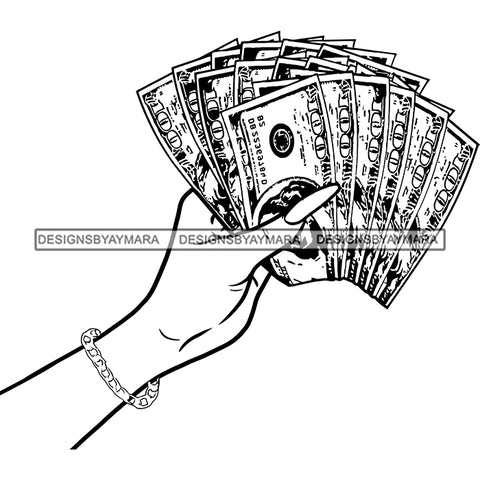 Sexy Gangster Diva Gangsta Woman Hand Showing Money Spread Stack Long Nails Badass Hustler Hustling Savage Melanin Nubian Hipster Ghetto Street Girl SVG JPG PNG Vector Clipart Cricut Silhouette Cut Cutting