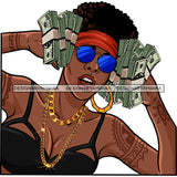 Sexy Gangster Diva Gangsta Woman Money Stack Glasses Tattoo Gold Chain Badass Hustler Hustling Savage Melanin Nubian Hipster Ghetto Street Girl SVG JPG PNG Vector Clipart Cricut Silhouette Cut Cutting