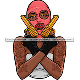 Sexy Gangster Diva Gangsta Badass Woman Holding Guns Ski Mask Arm Sleeve Tattoo Hustler Hustling Savage Melanin Nubian Hipster Ghetto Street Girl SVG JPG PNG Vector Clipart Cricut Silhouette Cut Cutting