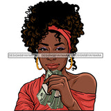 Sexy Gangster Diva Gangsta Woman Holding Money Spread Afro Bun Badass Hustler Hustling Savage Melanin Nubian Hipster Ghetto Street Girl SVG JPG PNG Vector Clipart Cricut Silhouette Cut Cutting