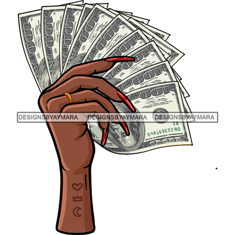 Sexy Gangster Diva Gangsta Woman Hands Holding Money Spread Long Nails Badass Hustler Hustling Savage Melanin Nubian Hipster Ghetto Street Girl SVG JPG PNG Vector Clipart Cricut Silhouette Cut Cutting