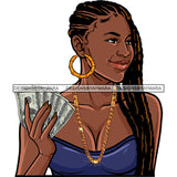 Sexy Gangster Diva Gangsta Woman Money Spread Cash Braids Hairstyle Badass Hustler Hustling Savage Melanin Nubian Hipster Ghetto Street Girl SVG JPG PNG Vector Clipart Cricut Silhouette Cut Cutting