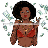 Gangsta Gangster Woman Money Flying Smoking Pot Tattoo Badass Hustler Hustling Savage Melanin Nubian Hipster Ghetto Street Girl SVG JPG PNG Vector Clipart Cricut Silhouette Cut Cutting