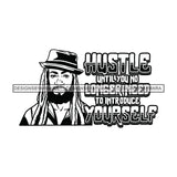 Sexy Black Man Hustle Quote Confident Dreadlocks Classic Hat Fashion Style B/W SVG JPG PNG Vector Clipart Cricut Silhouette Cut Cutting